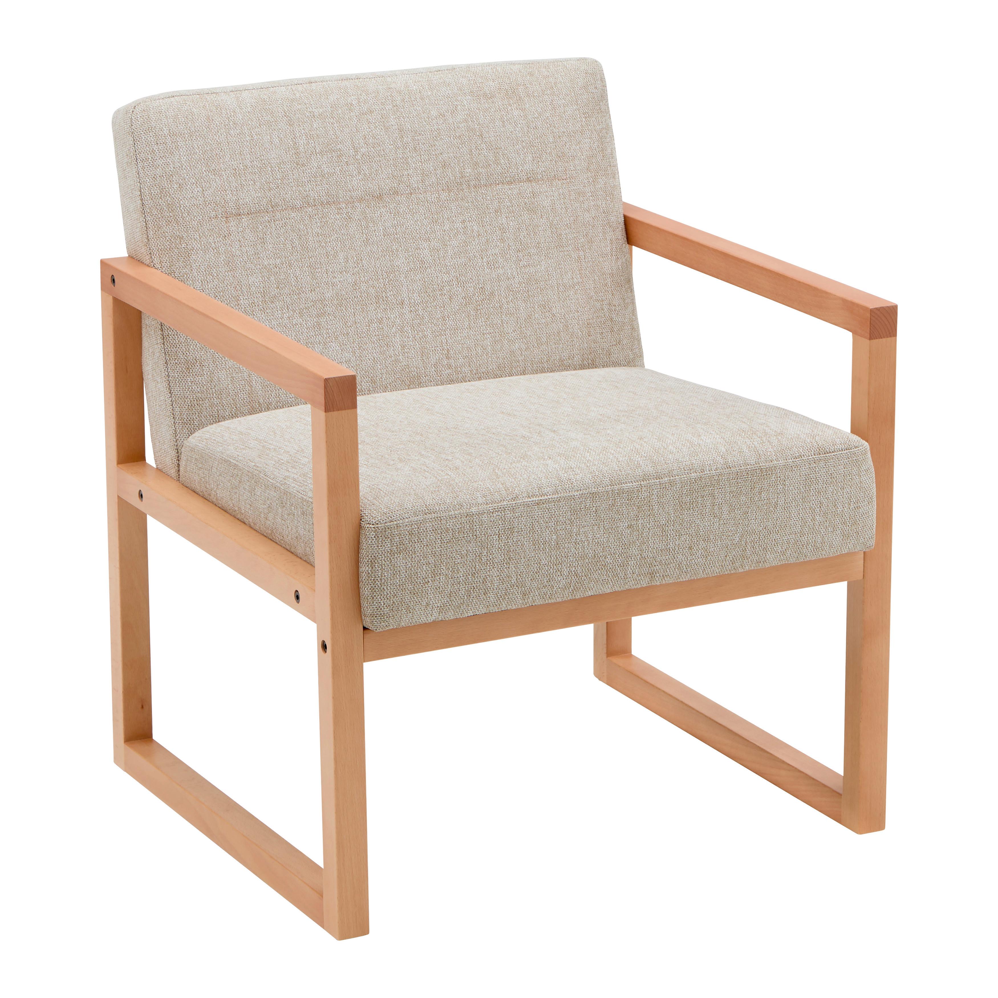 FÅTÖLJ MALMÖ - ljusgrå/naturfärgad, Modern, trä/textil (65/75/69cm) - Mömax