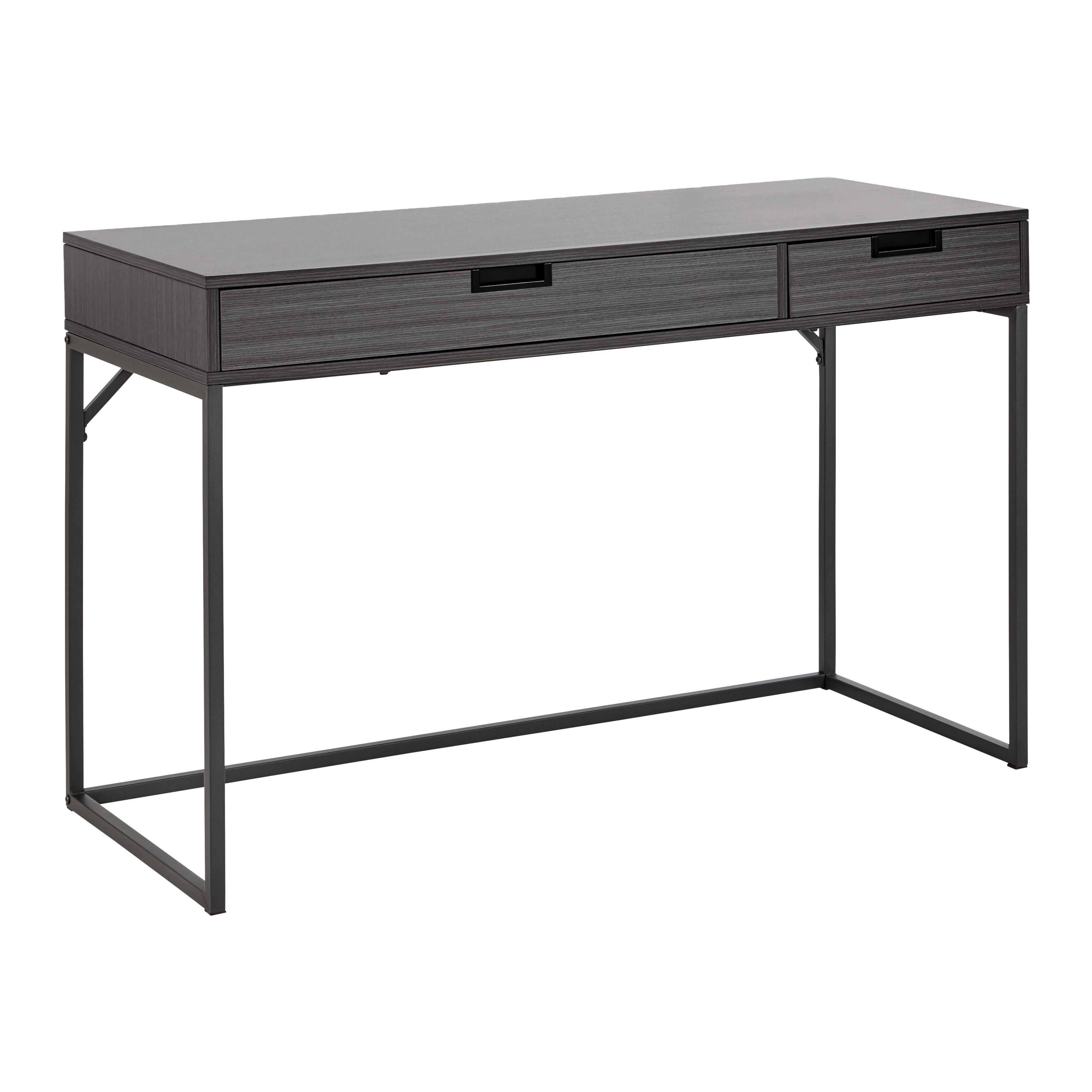 Schreibtisch Aurora Walnussfarben MDF ca.120x50 cm - Walnussfarben/Schwarz, MODERN, Metall (120/50/76cm) - Bessagi Home