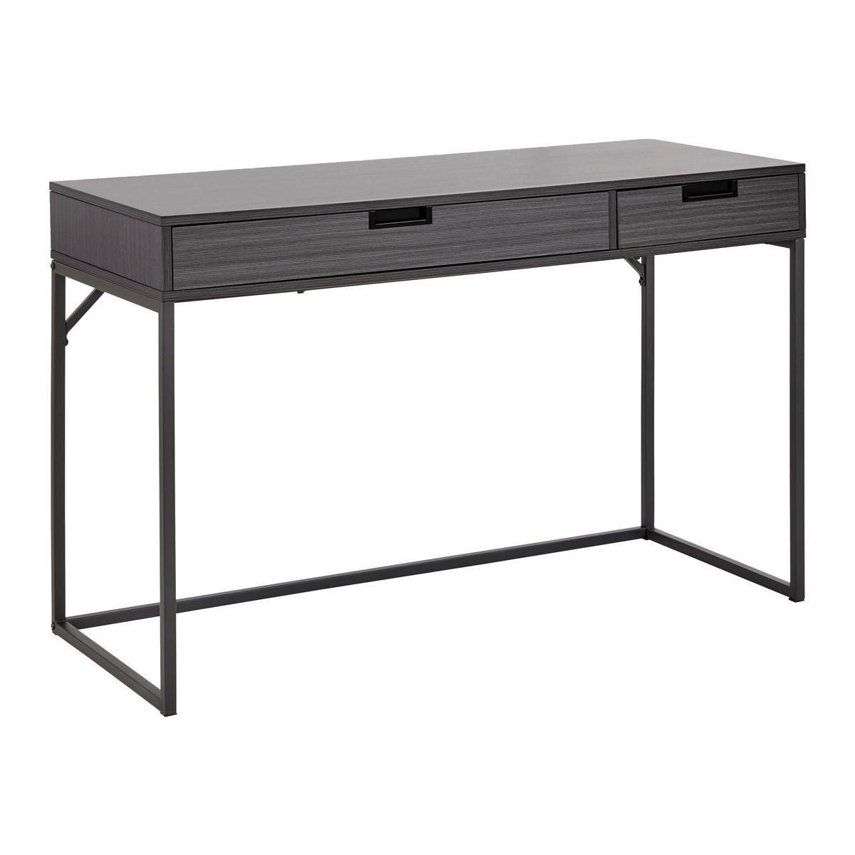 Schreibtisch Aurora Walnussfarben MDF ca.120x50 cm - Walnussfarben/Schwarz, MODERN, Metall (120/50/76cm) - Bessagi Home