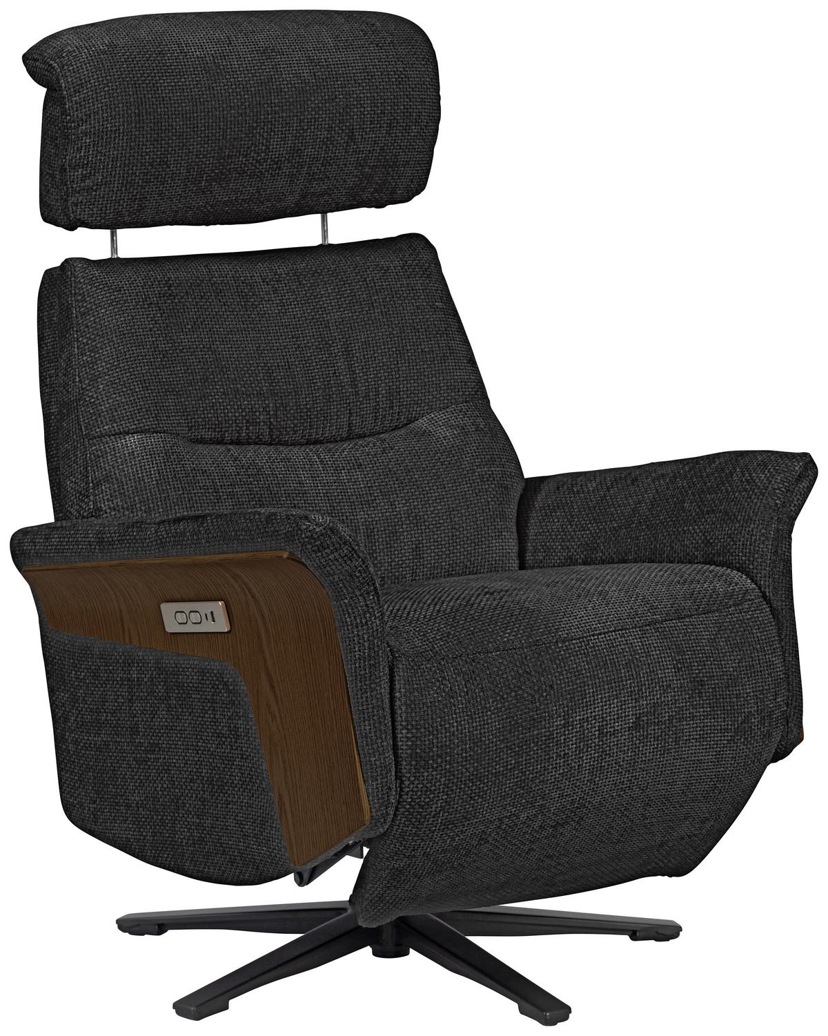 Tv Fotelj Rio - črna/barva oreha, Moderno, kovina/tekstil (75/106/87cm)