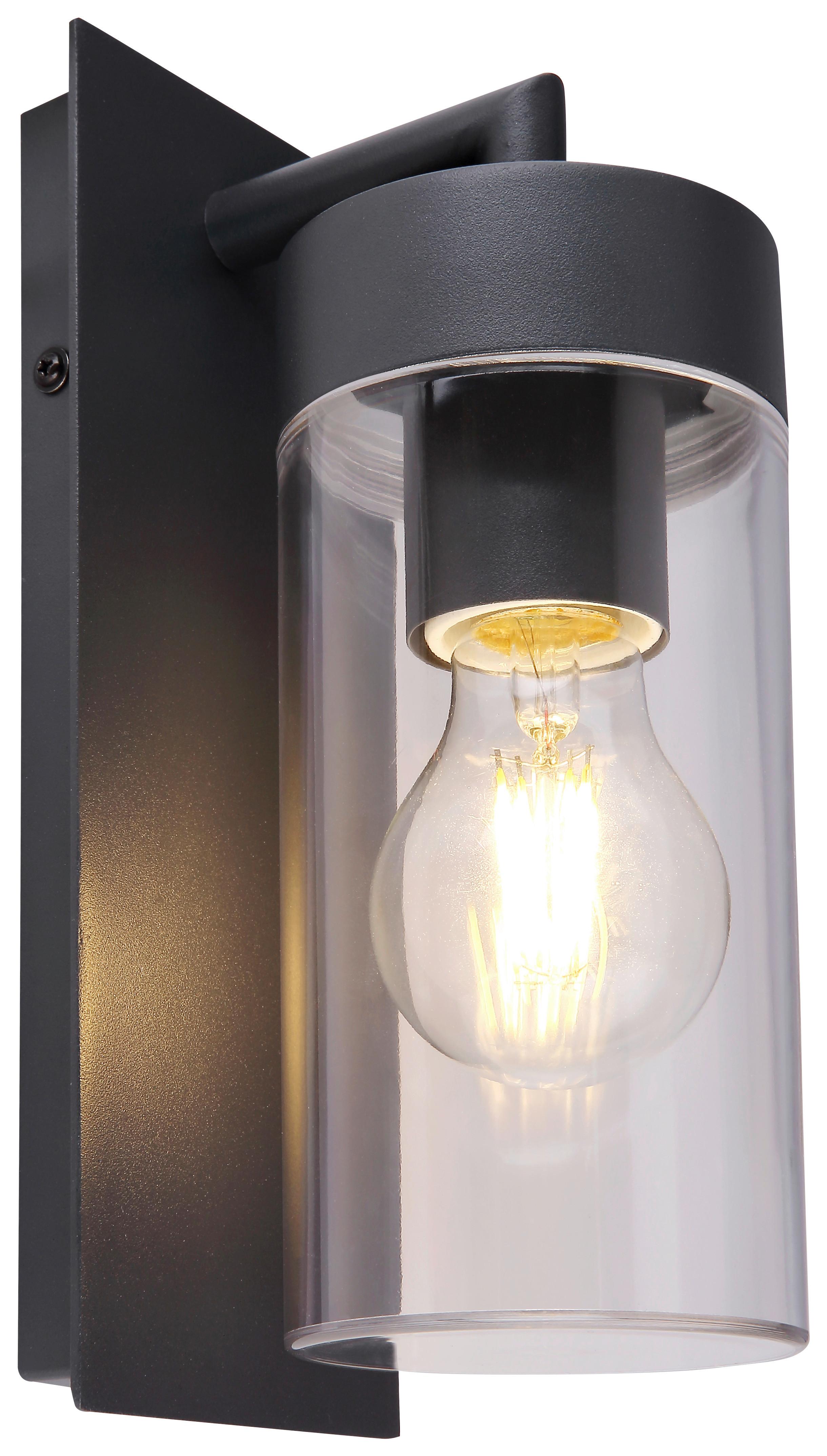 Außenwandleuchte Vessa max. 15 Watt - Klar/Anthrazit, Basics, Kunststoff/Metall (8,9/25cm) - Globo
