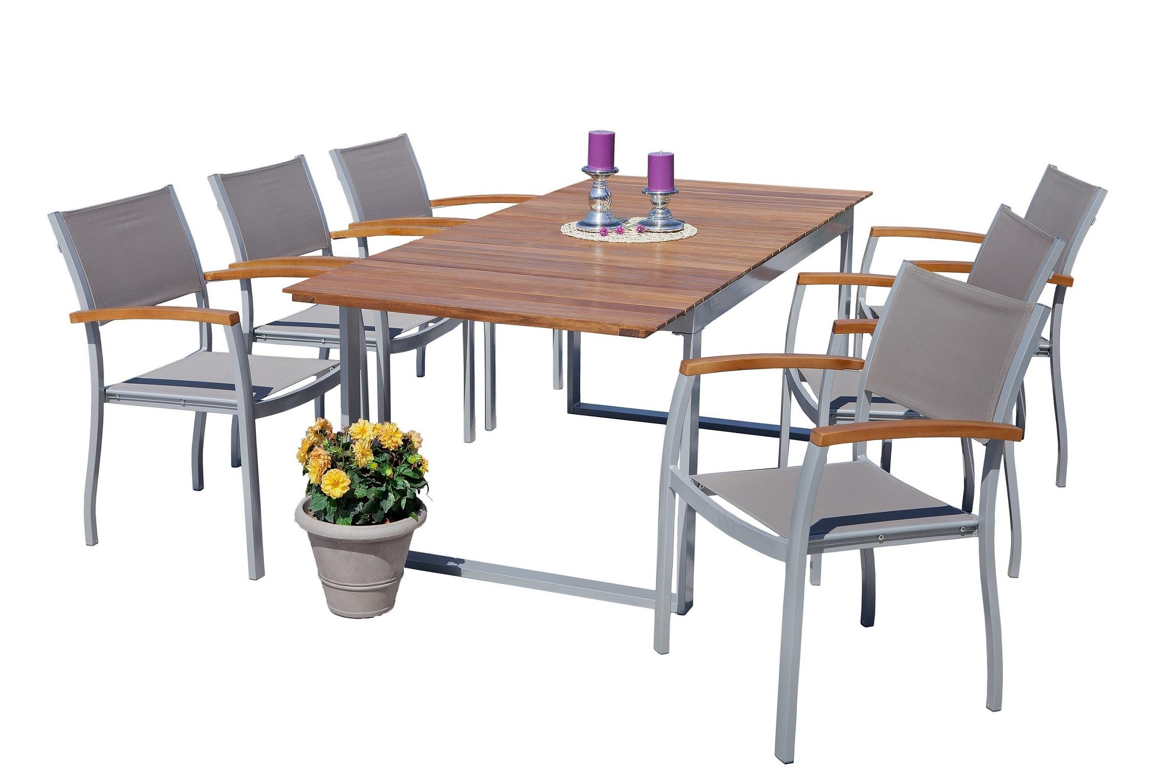 Gartenmöbel Set 7tlg. Naxos Aluminium/Akazienholz online kaufen mömax
