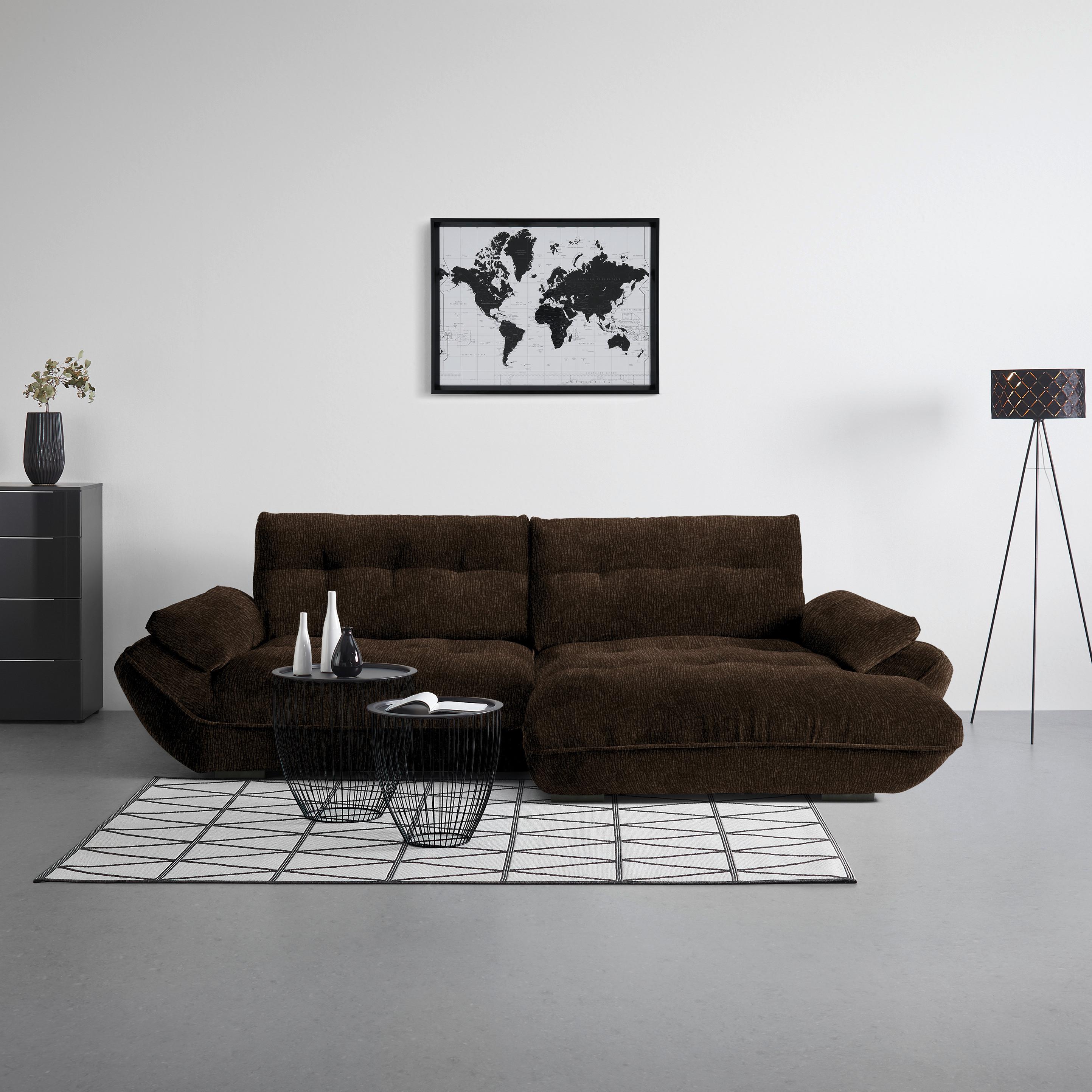 Wohnlandschaft Vivo Dunkelbraun - Dunkelbraun/Schwarz, MODERN, Kunststoff/Textil (317/63/179cm) - Premium Living