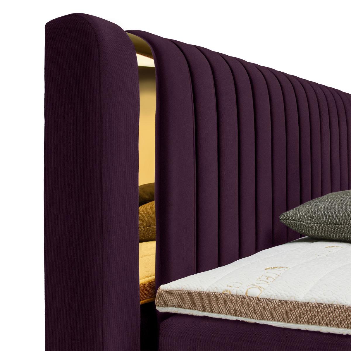 Boxspring Krevet Minola Gold Exkluziv - šljiva/crna, Konvencionalno, tekstil/plastika (160/200cm) - Premium Living