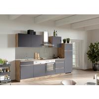 Küchenzeile Turin mit Geräten ca. 300 cm Grau/Wotaneiche - Eiche Wotan/Grau, Design, Holzwerkstoff (300cm) - Held