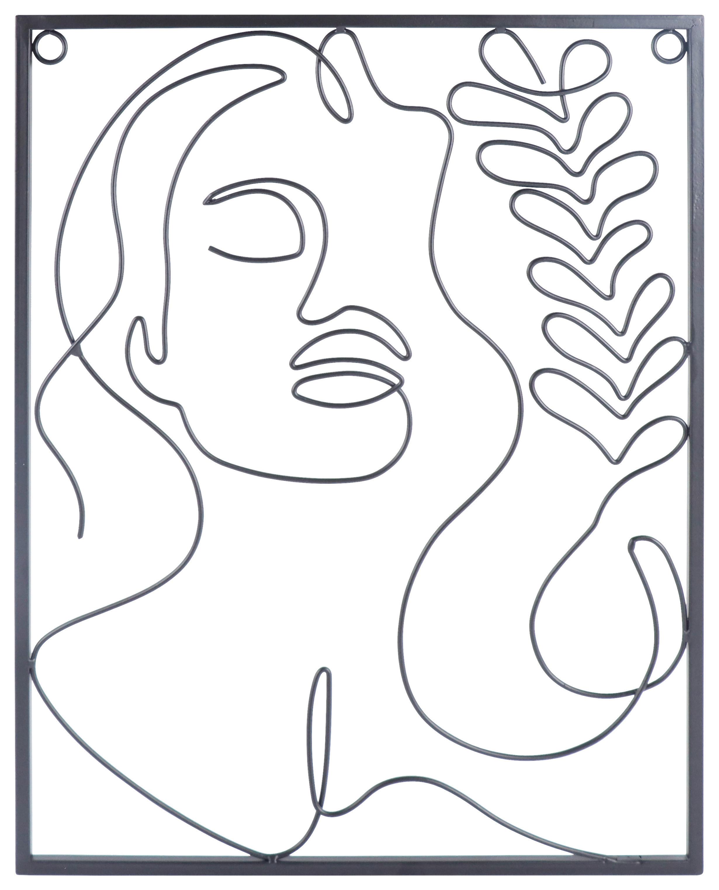 Wanddeko Lady in Schwarz - Schwarz, MODERN, Metall (36/45cm) - Mömax