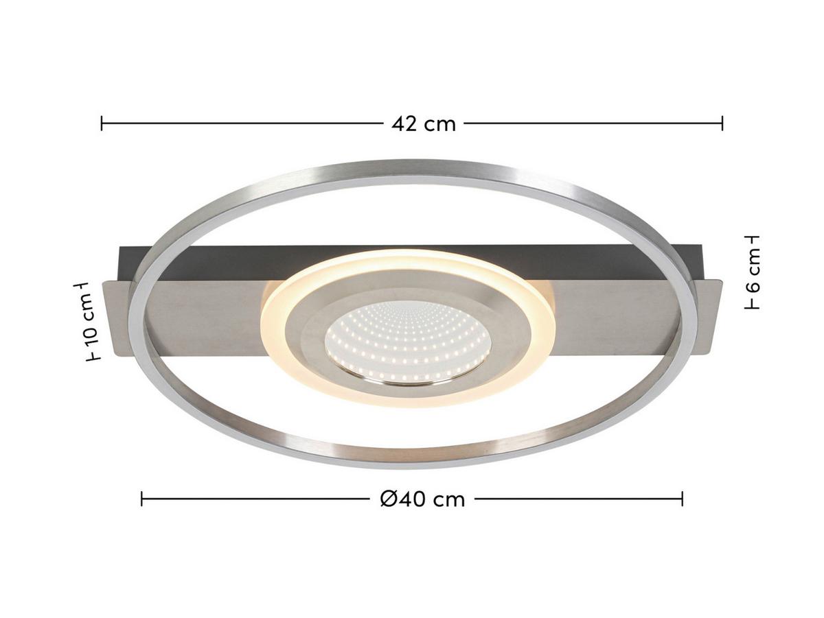 LAMPA SUFITOWA LED SANDRA - szary/kolor niklowy, Trend, tworzywo sztuczne/metal (42/40/6cm) - Novel