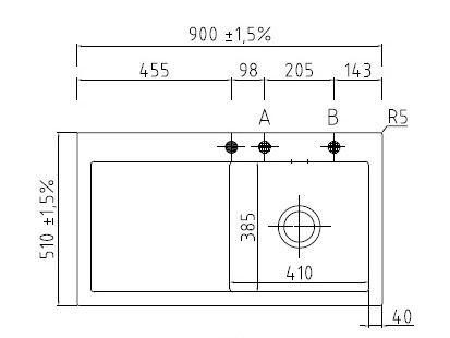 Spüle Mera 90 in Schieferfarben - Schieferfarben, Keramik (90/51cm) - Systemceram