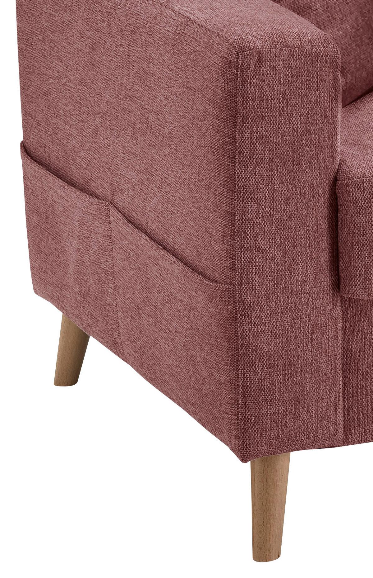 Wohnlandschaft Valentina Rosa Struktur - Rosa/Naturfarben, KONVENTIONELL, Holz/Textil (228/150cm) - P & B