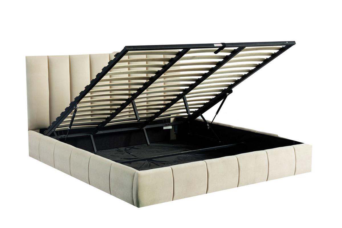 Oblazinjena Postelja Damast, Bež, 180x200cm - črna/bež, Design, kovina/umetna masa (195/110/223cm) - Livetastic