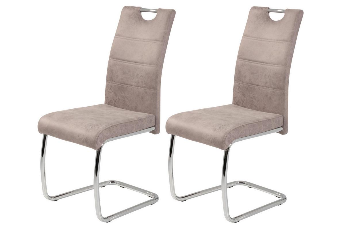 Schwingstuhl-Set Flora II S 2er-Set ca. 43x98 cm Beige - Chromfarben/Beige, MODERN, Textil/Metall (43/98/59cm) - MID.YOU