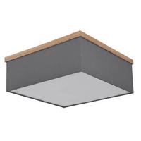 Deckenleuchte Ossi in Anthrazit/Natur/Schwarz max.9W - Anthrazit/Schwarz, KONVENTIONELL, Holzwerkstoff/Textil (40/40/14cm) - Globo