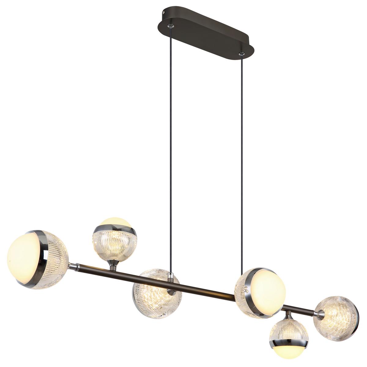 LED-Hängeleuchte Untsy Chrom-/Titanfarben max.42 Watt - Chromfarben/Klar, KONVENTIONELL, Kunststoff/Metall (91/28cm) - Globo