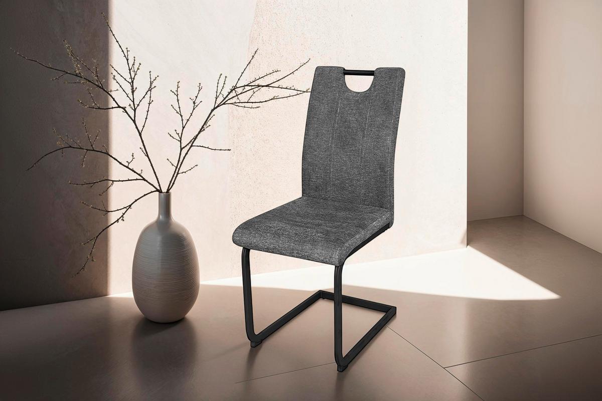 Schwingstuhl-Set BANFF Anthrazit, Webstoff - Anthrazit/Schwarz, Design, Textil/Metall (42/97/58cm) - MID.YOU