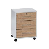 ROLLCONTAINER OFFICE EDITION - Eichefarben/Silberfarben, LIFESTYLE, Holzwerkstoff/Metall (44/58cm) - MID.YOU