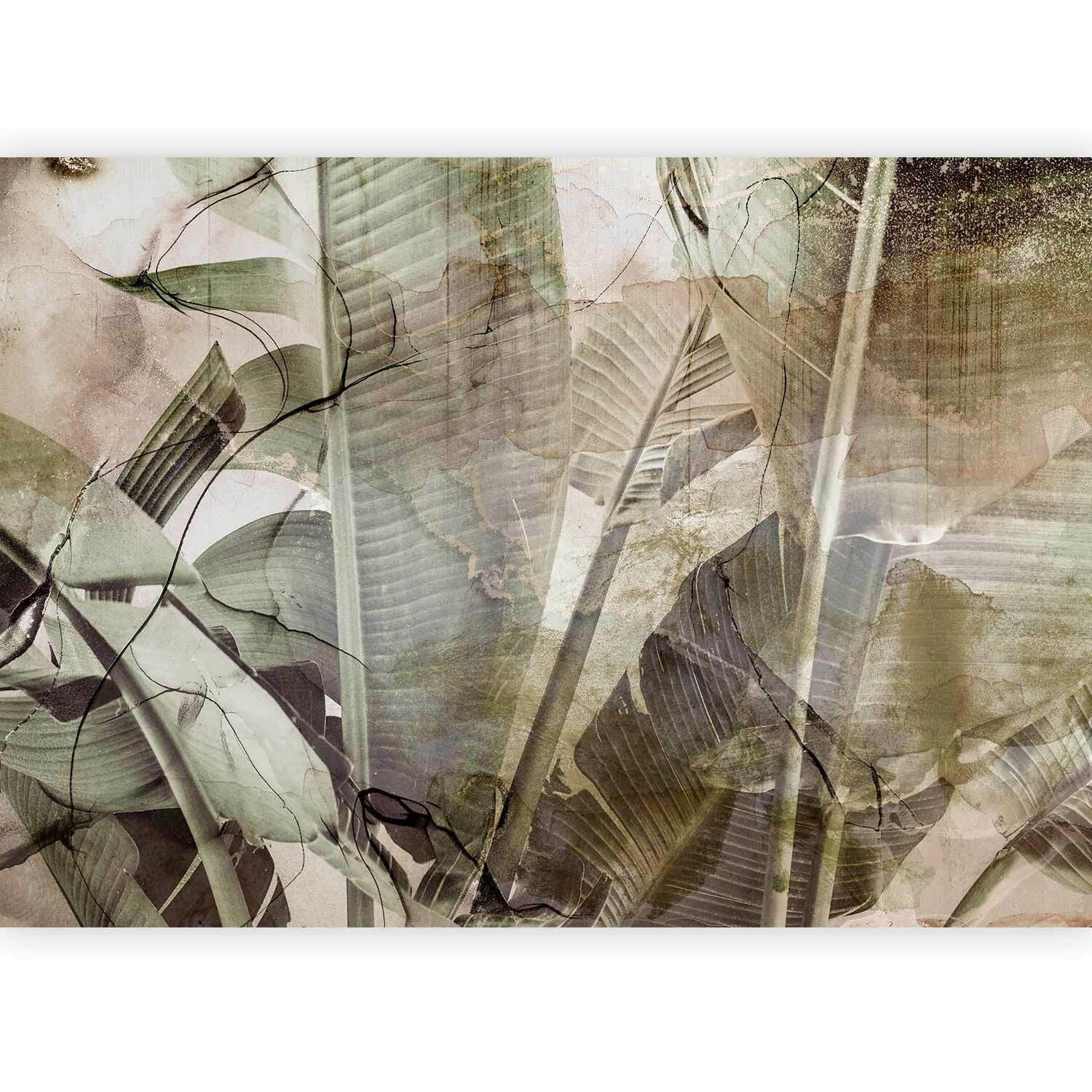 Fototapete Banana Jungle Grün/Weiß ca. 300x210cm - Salbeigrün/Grauweiß, Basics, Textil (300/210cm) - artgeist