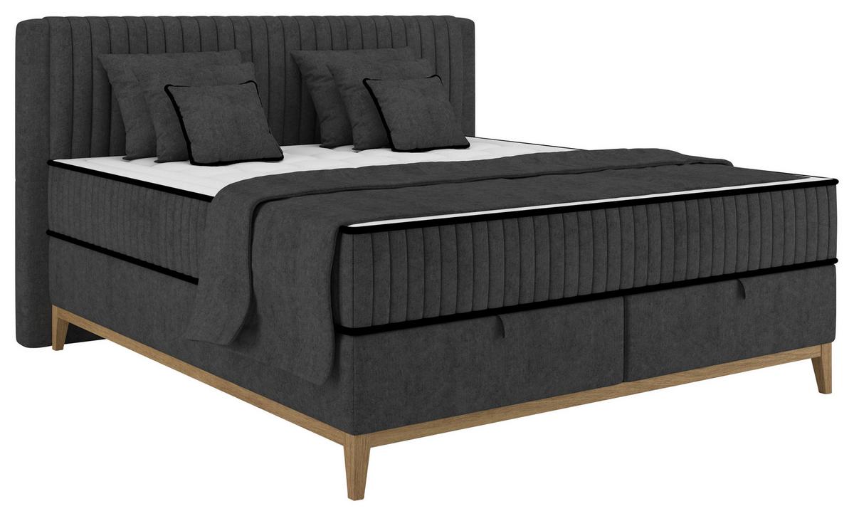 Bett Elena Schwarz ca. 160x200cm - Schwarz, KONVENTIONELL, Holz/Holzwerkstoff (160/200cm) - Sembella