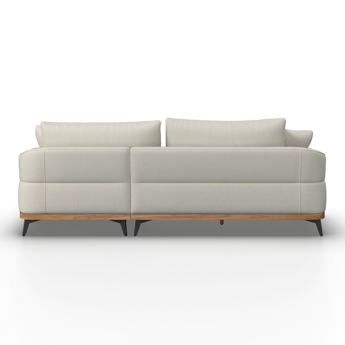 Wohnlandschaft Melia Creme Webstoff - Creme/Schwarz, MODERN, Holz/Textil (254/69/166cm) - Bessagi Home