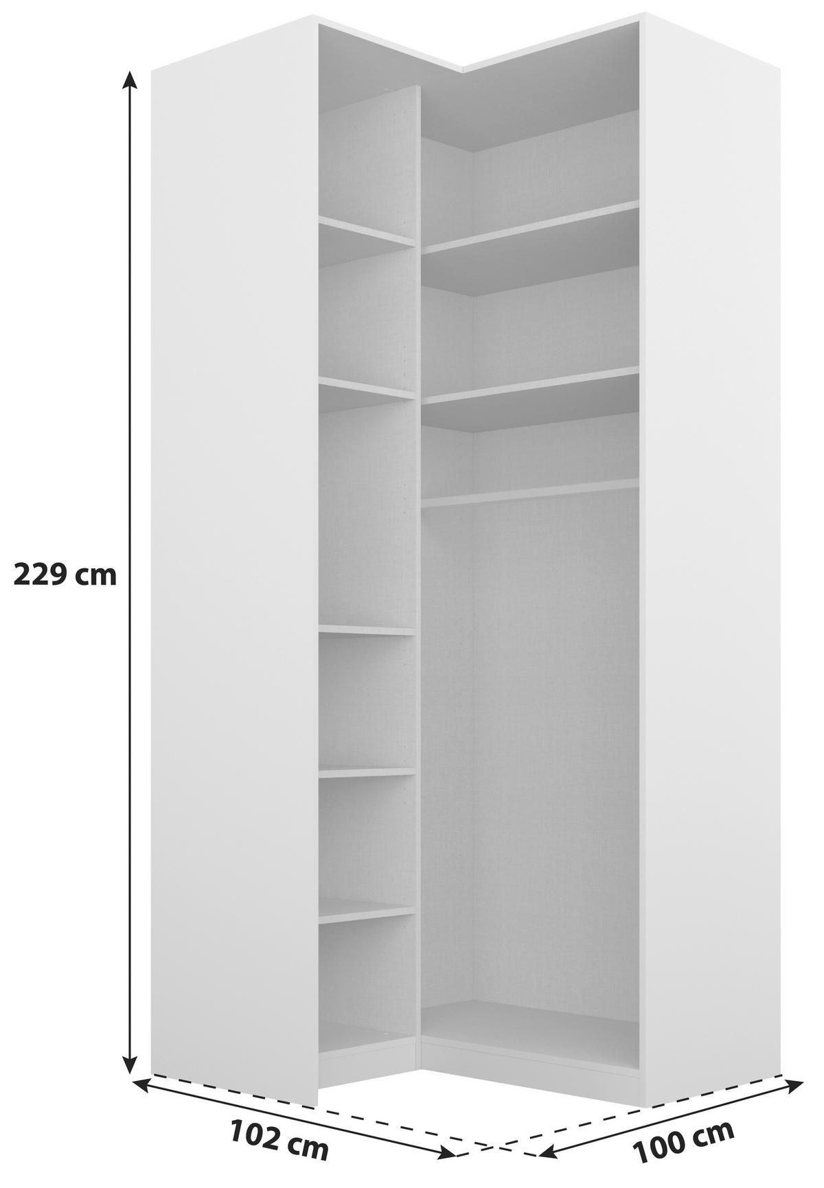 DULAP PE COLT ALABAMA - argintiu/transparent, Modern, material pe bază de lemn (100/229/102cm) - Modern Living