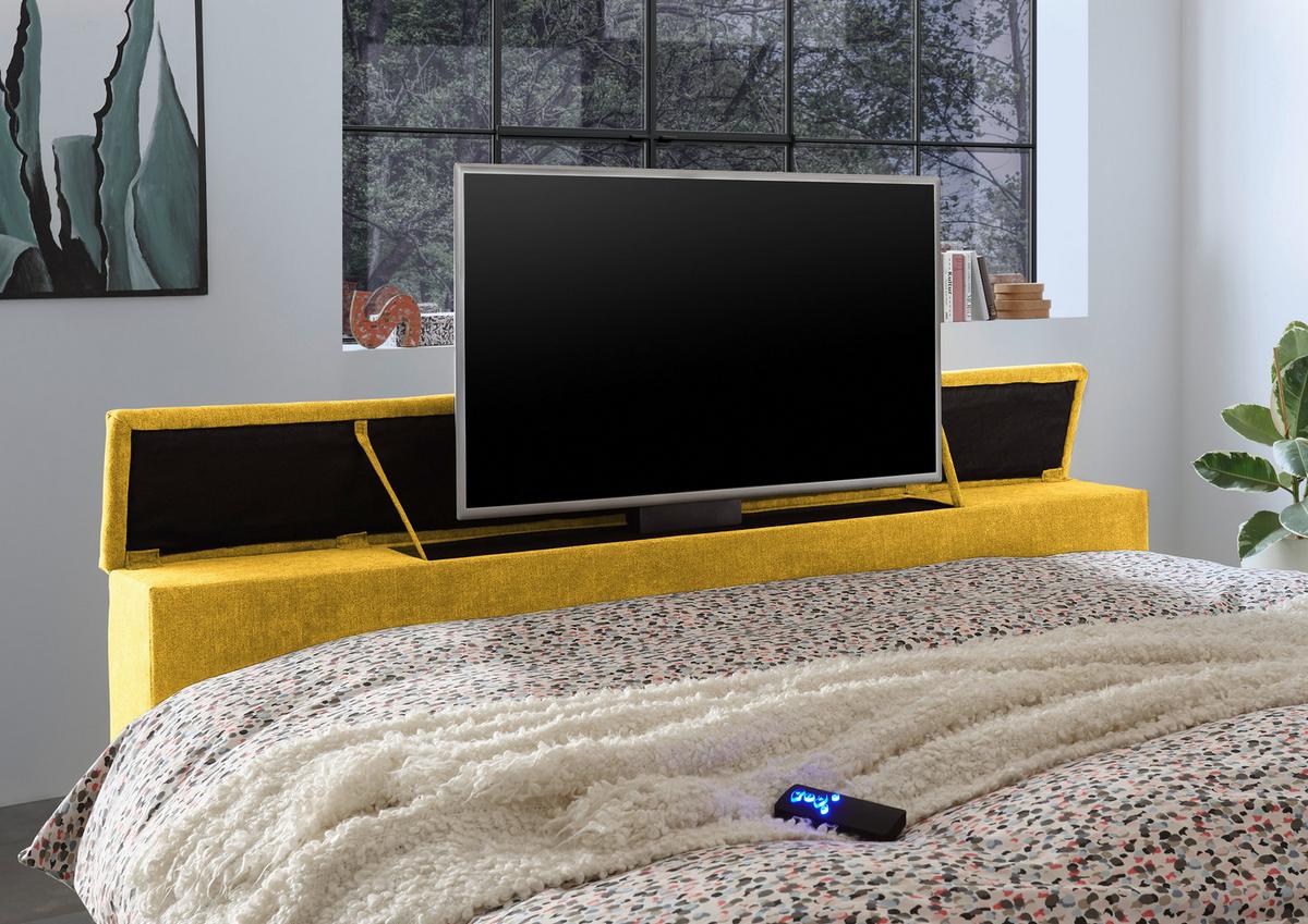 Boxspringbett Denver Gelb ca. 180x200 cm mit Topper - Gelb, KONVENTIONELL, Textil (180/200cm) - Carryhome