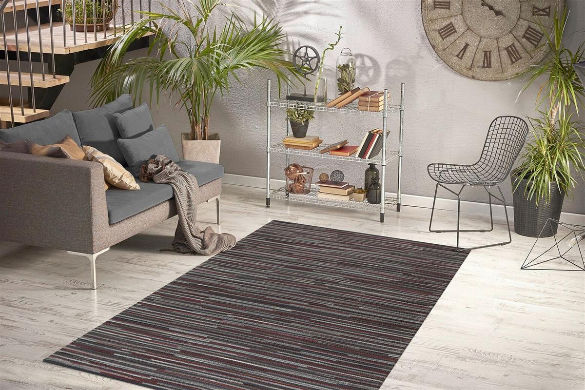 Flachwebeteppich Wild 8023 Anthrazit 120 X 180 - Anthrazit, Basics, Leder/Textil (120/180cm) - Kayoom