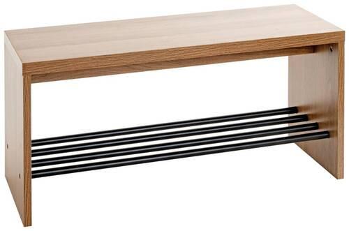 Garderobenbank Parma 10 in Schwarz/Eichefarben - Eichefarben/Schwarz, Modern, Holzwerkstoff/Metall (80/40/30cm) - Mömax