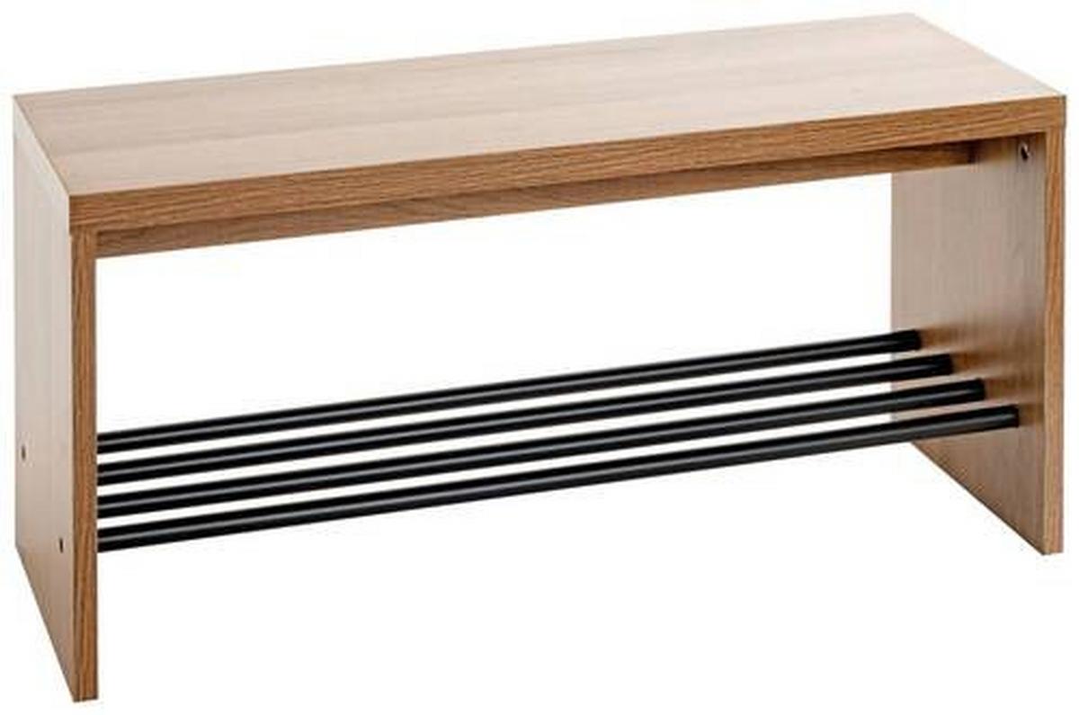 Garderobenbank Parma 10 in Schwarz/Eichefarben - Eichefarben/Schwarz, Modern, Holzwerkstoff/Metall (80/40/30cm) - Mömax