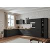 Eckküche Meran mit Geräten ca. 240x420 Grau/Eiche - Eiche Wotan/Schwarz, LIFESTYLE, Holzwerkstoff/Metall (240/420cm) - Held