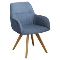 KRZESŁO Z PODŁOKIETNIKAMI VERONA - kolor dębowy/niebieski, Konventionell, drewno/tkanina (61/88/69cm) - Linea Natura