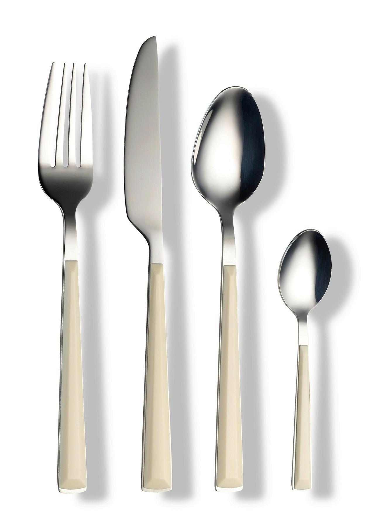 Besteckset Basic Creme/Silber 16-teilig - Silberfarben/Creme, Basics, Metall - Echtwerk