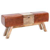 Klop Brez Naslona Wl5.098 - rjava, Natur, les/usnje (120/53/29cm) - MID.YOU