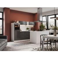 Inselküche Premium Grau Hoch glanz m.Geräten B: ca. 280 cm - Weiß/Grau, MODERN, Holzwerkstoff/Metall (280/160cm) - Respekta