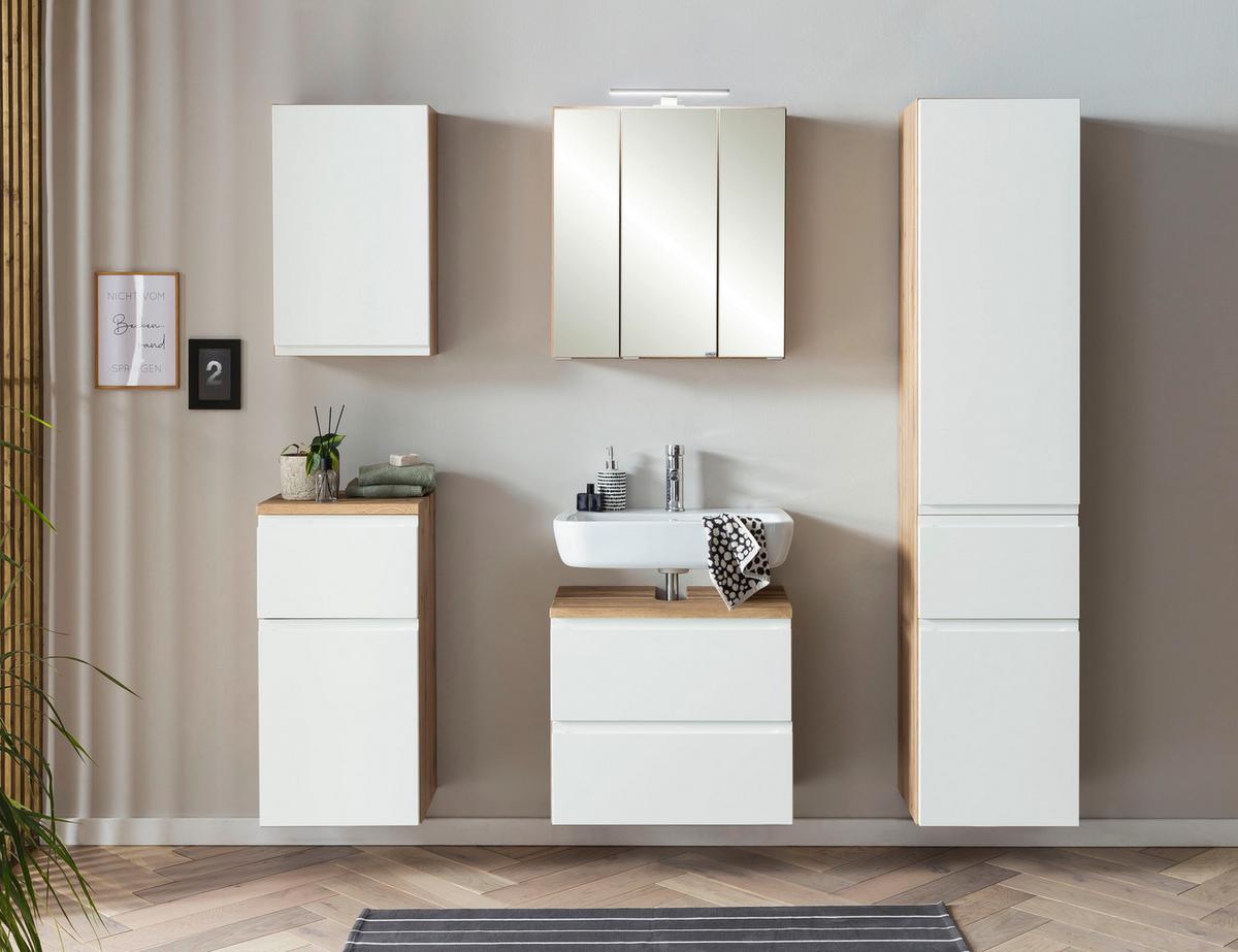 Hängeschrank Varese ca. 40x79 cm Weiß/Eiche - Eiche Wotan/Weiß, MODERN, Holzwerkstoff (40/79/35cm) - Held