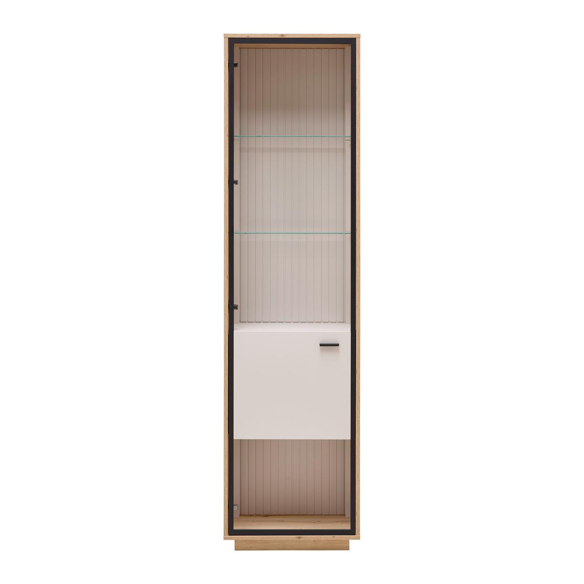 Vitrine Cremona Kaschmir/Eiche Artisan - Kaschmir/Schwarz, MODERN, Glas/Holzwerkstoff (52/200/38cm) - Premium Living