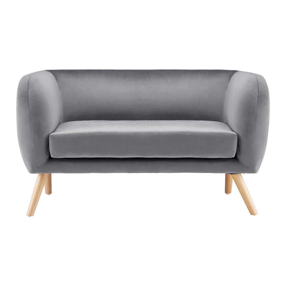 Sofa Bruno Grau Samt - Eichefarben/Grau, MODERN, Holz/Textil (124/68/71cm) - Bessagi Home