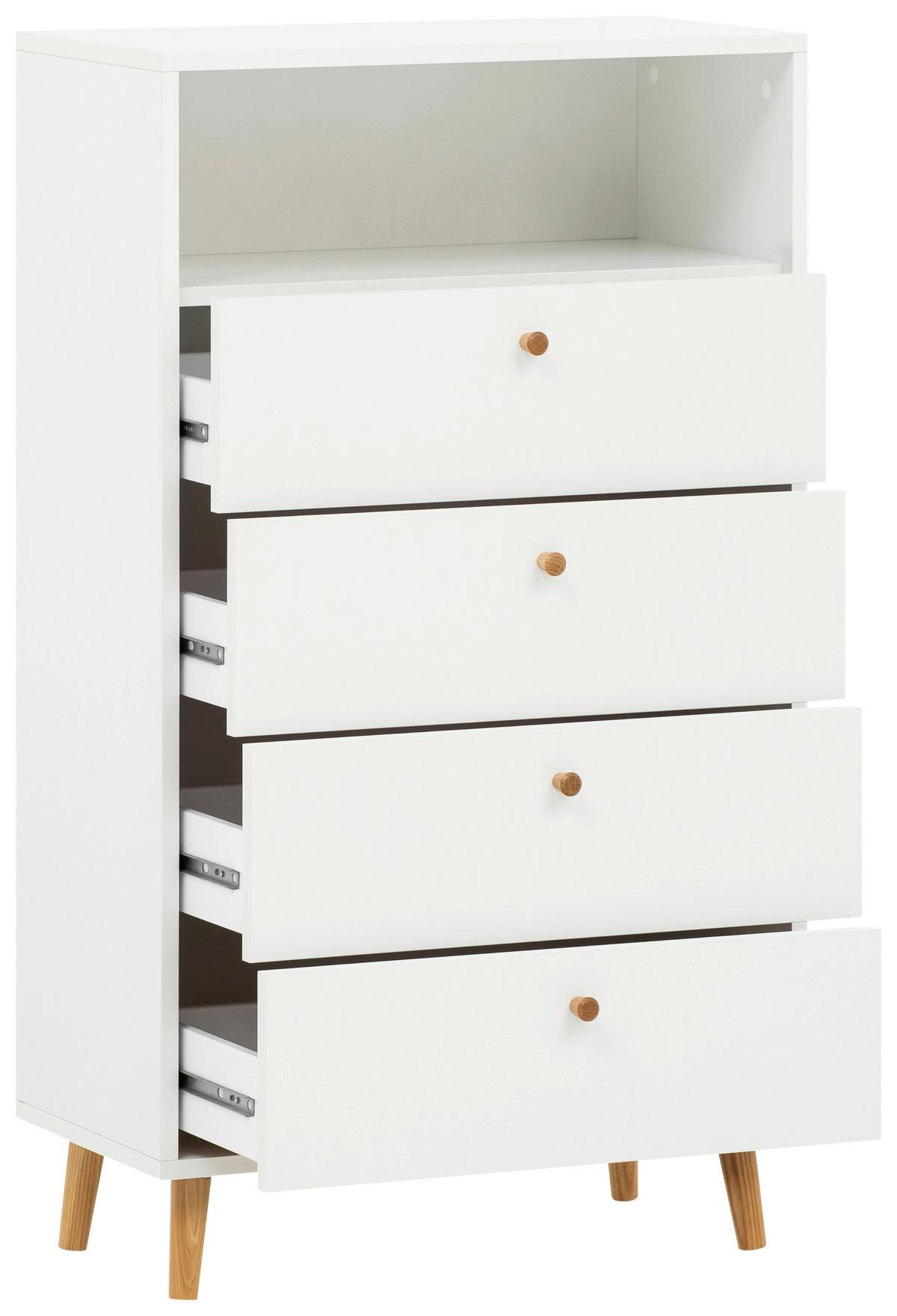 Visoka Komoda Bjarne, Bela, Barva Hrasta - zelena/bela, Design, leseni material/les (60,2/104,4/33,05cm) - MID.YOU