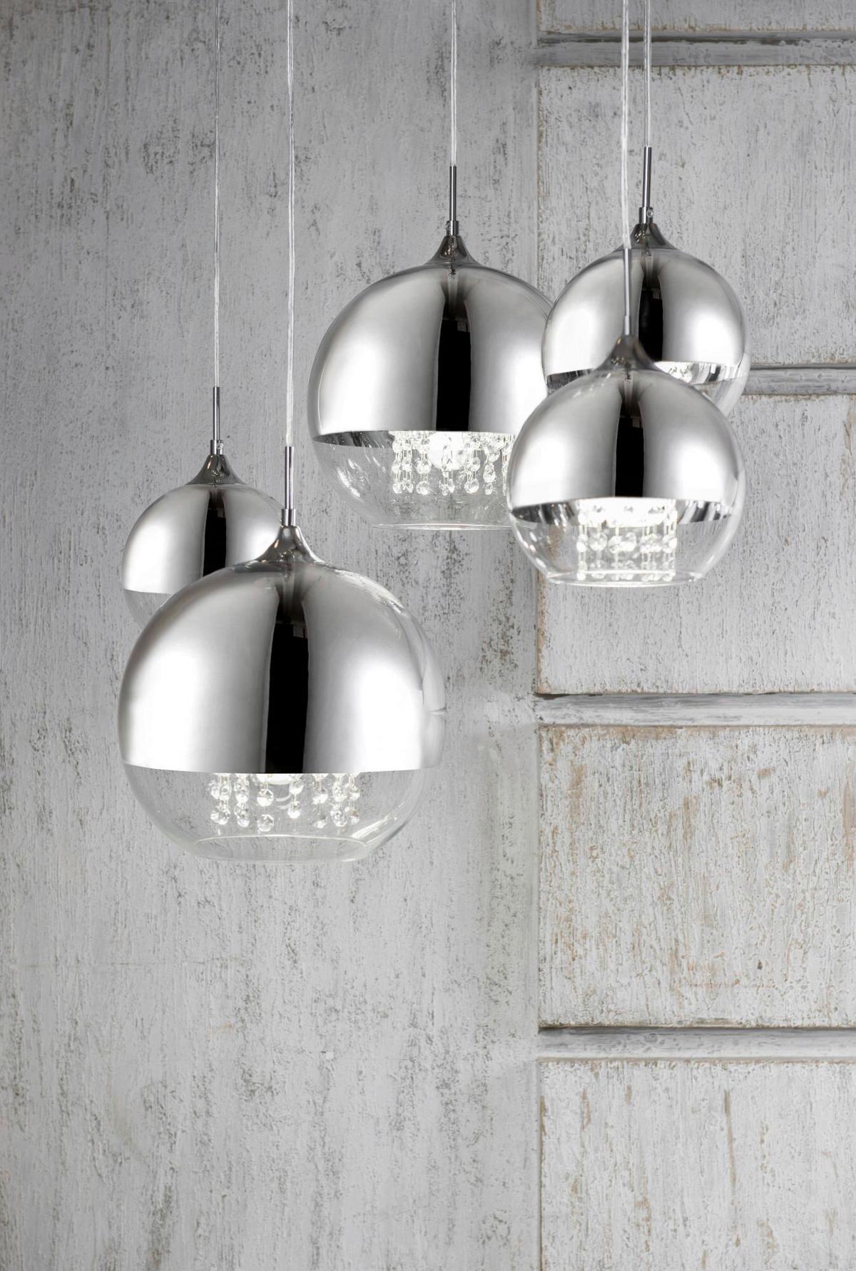 PENDELLEUCHTE FERMI - Transparent/Nickelfarben, Trend, Glas/Metall (91/65/95cm) - MAYTONI