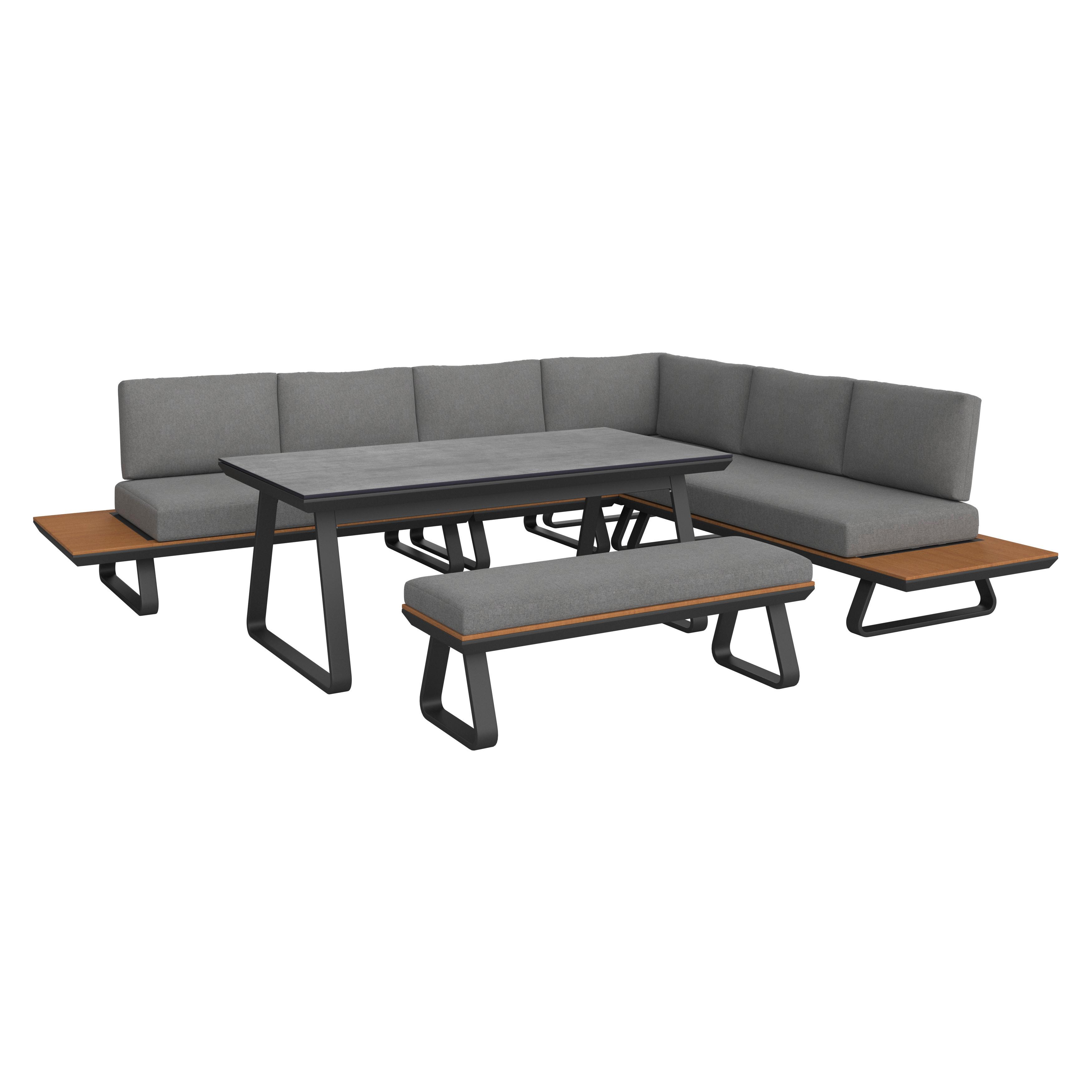 Lounge Garnitura Emmy, Temno Siva, 5-Delno - temno siva/siva, Moderno, kovina/umetna masa (318/71/78cm) - Bessagi Garden
