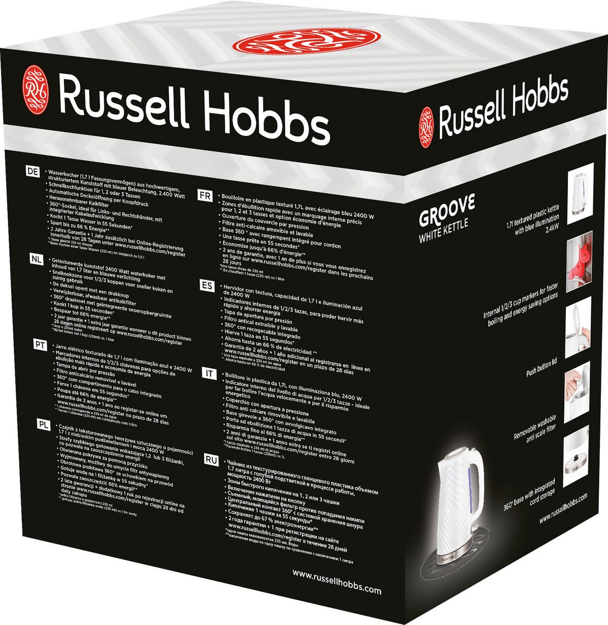 Vízforraló Russell Hobbs - fehér, műanyag - Russell Hobbs