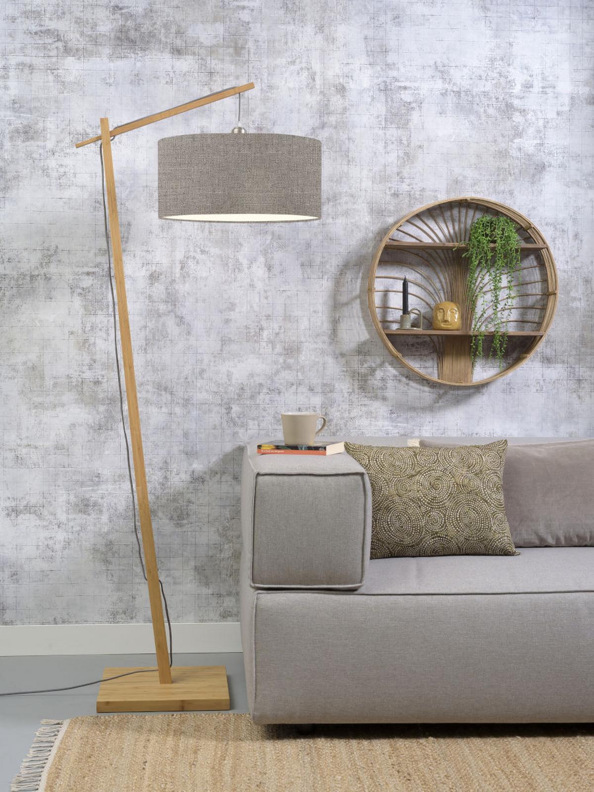 Stoječa Svetilka Andes, Svetlo Rjava, Bambus - svetlo rjava/naravne barve, Design, tekstil/les (70/176cm) - Good & Mojo
