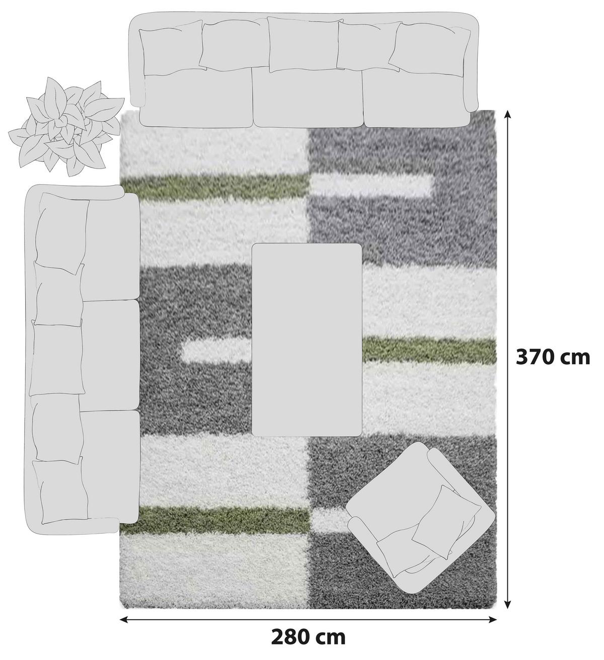 Hochflorteppich Gala Grün ca. 280x370cm - Grün, Design, Textil (280/370cm) - Novel