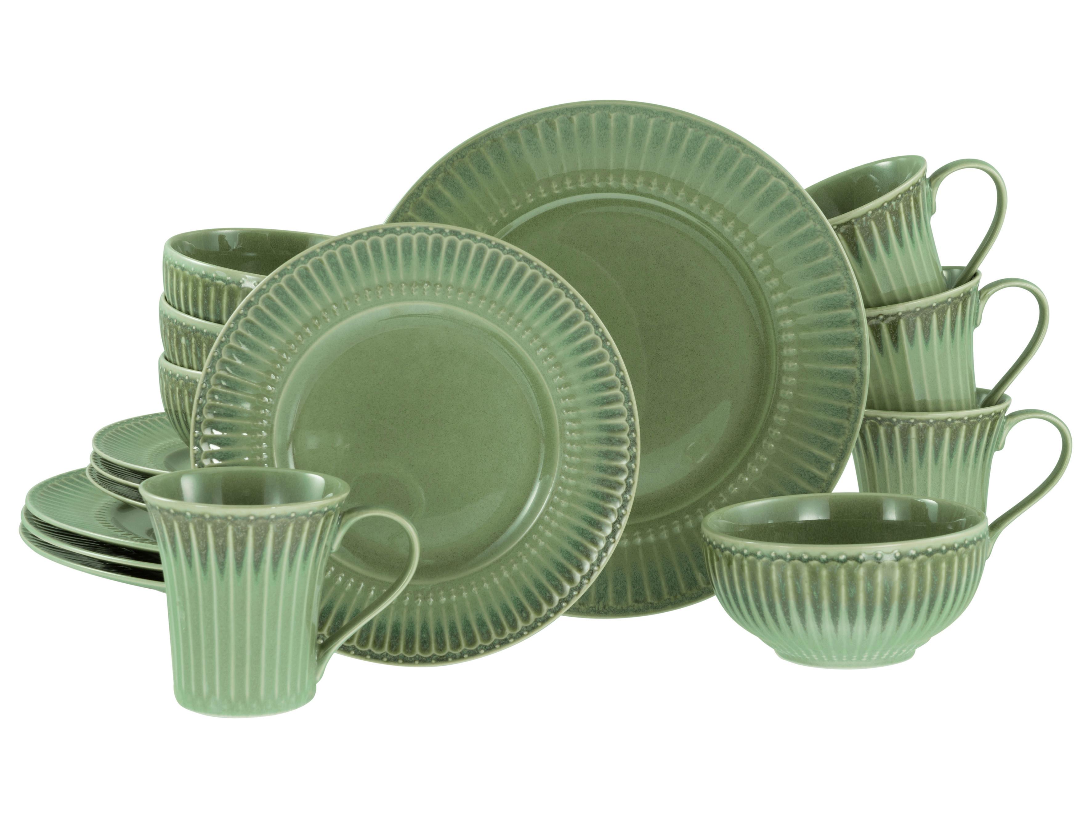 Kombinirani Servis Celadon Green, 16-Delni - žajbljevo zelena, Basics, keramika - Creatable