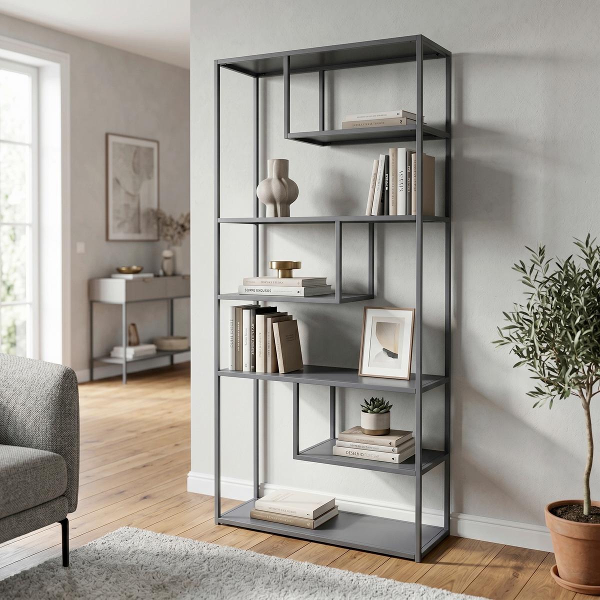 REGAL STAAL - Hellgrau, Design, Metall (85/188/35cm) - Livetastic