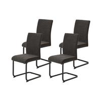 SCHWINGSTUHL-SET LINN S 4ER-SET - Schwarz/Braun, MODERN, Textil/Metall (43/92/52cm) - MID.YOU