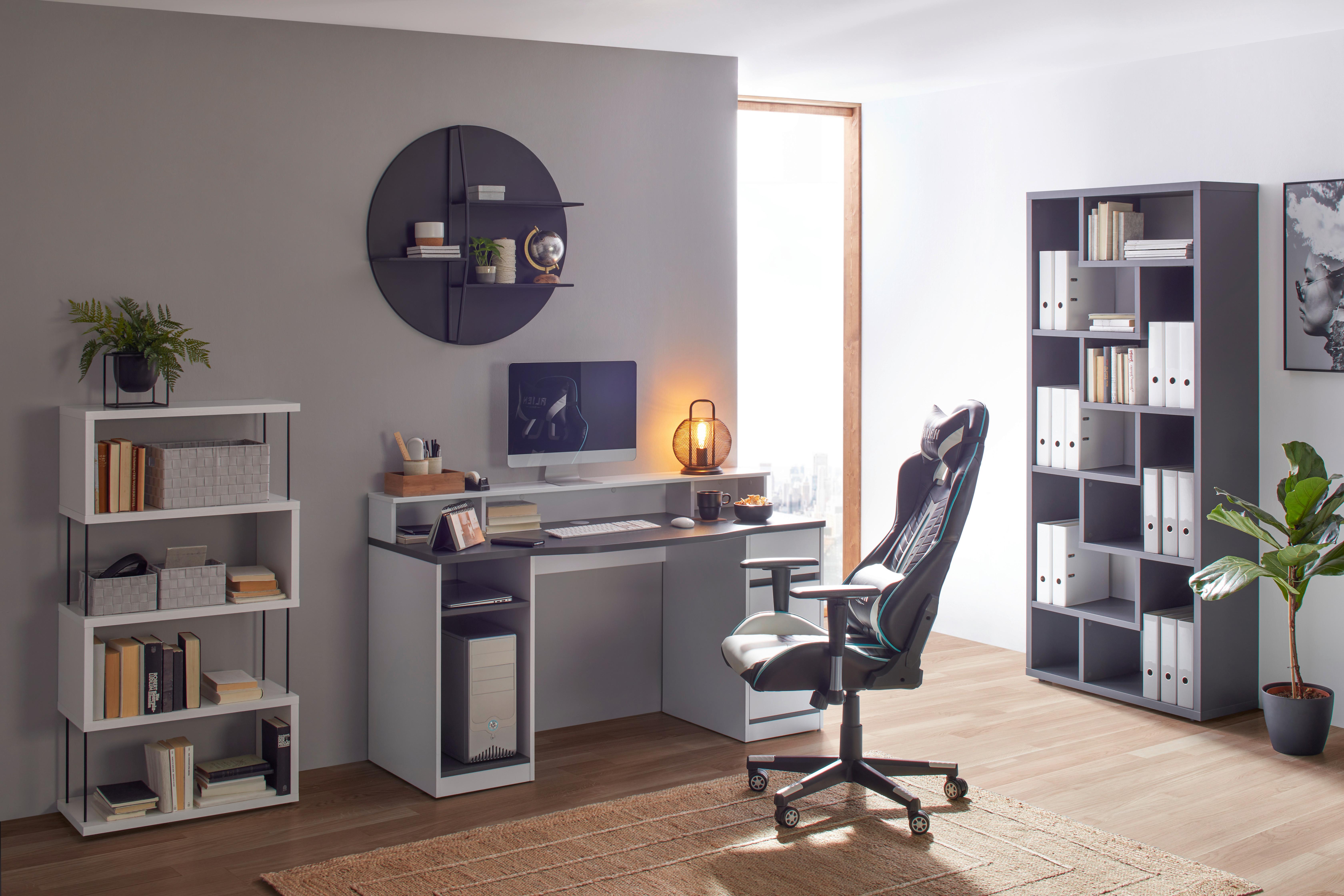 GAMINGBORD TOBI - vit/antracit, Modern, trämaterial (155/92/63cm) - Mömax