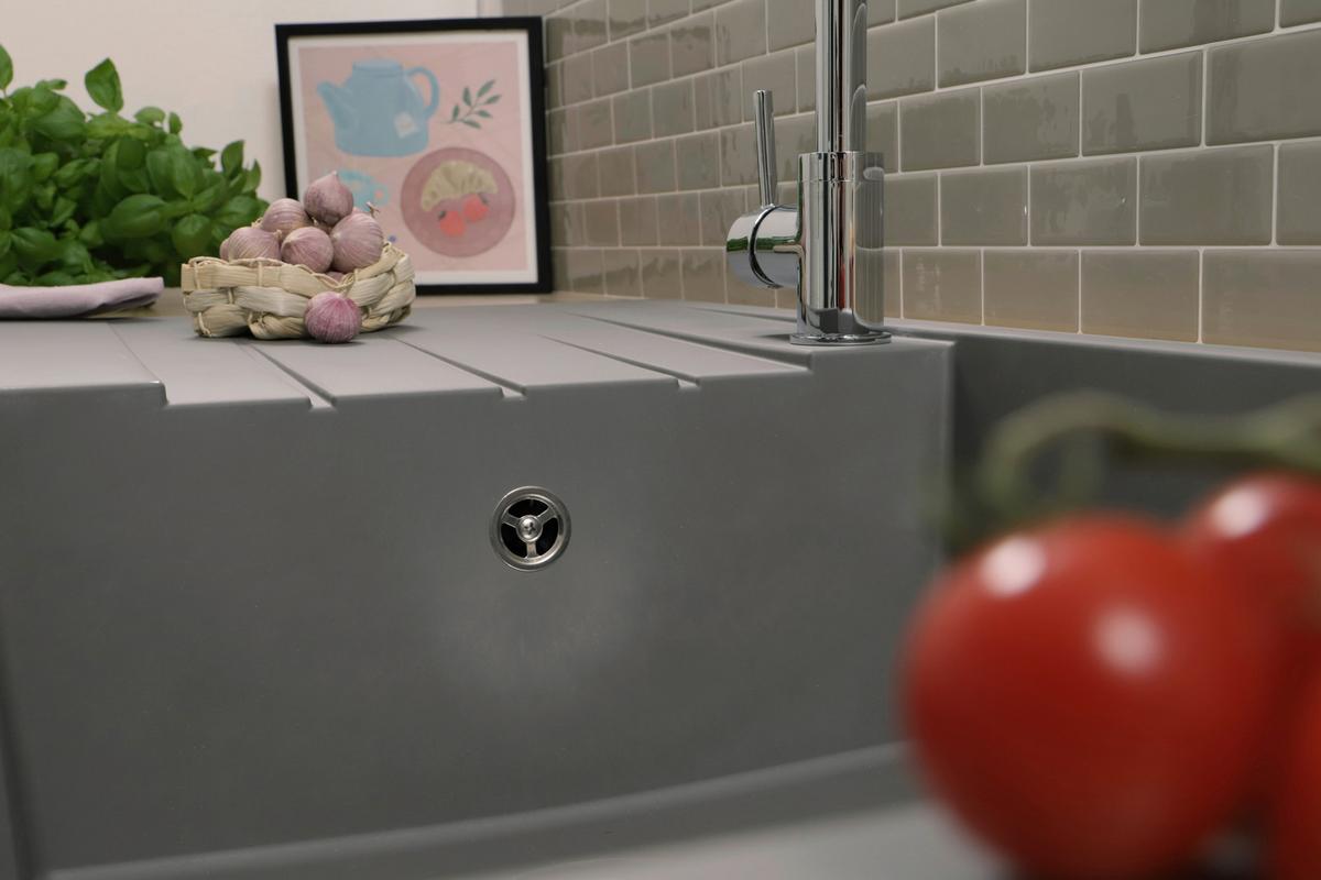 Spüle Respekta Houston 100x21x50cm Grau - Grau, Trend, Glas/Kunststoff (100/21/50cm) - Respekta