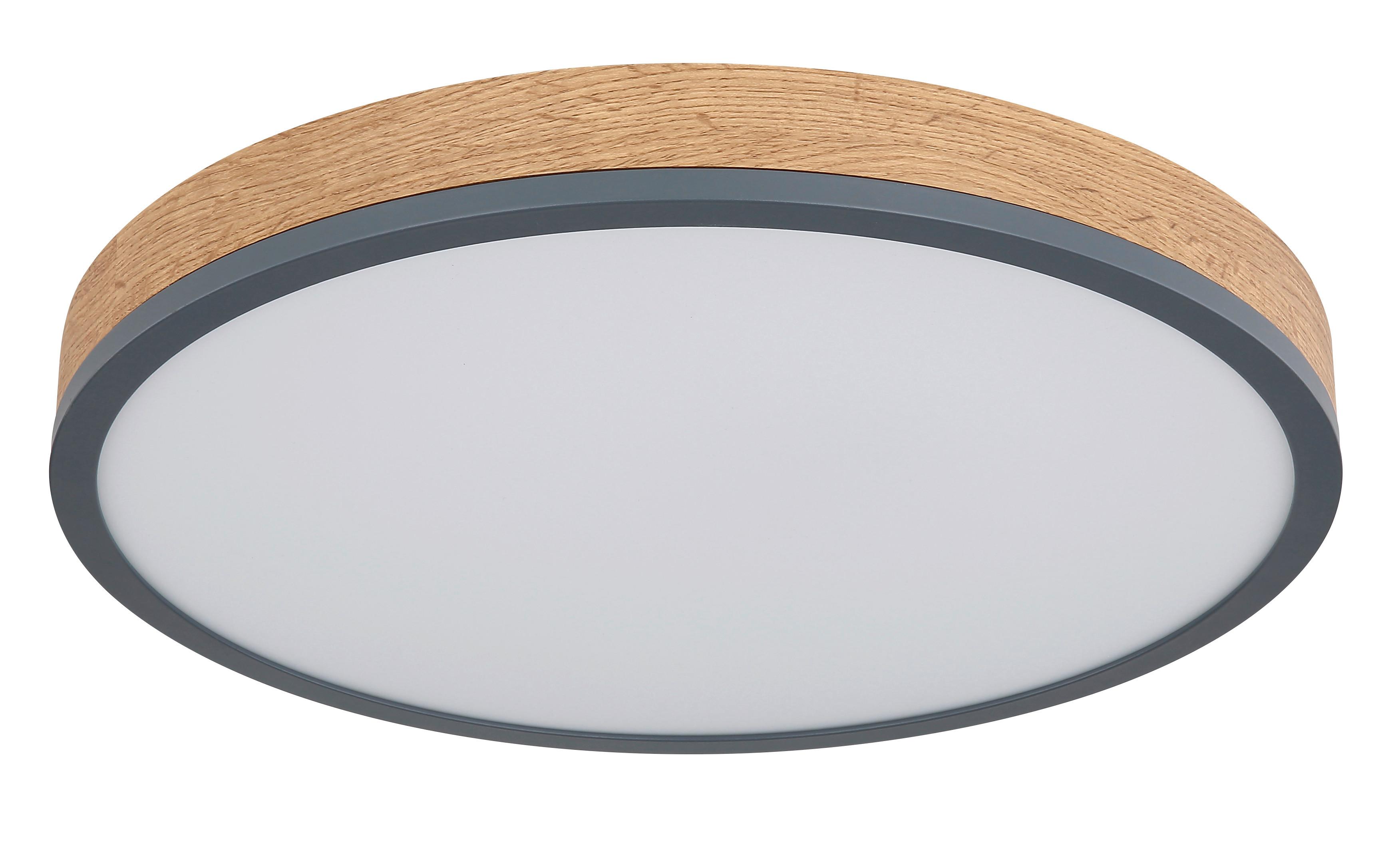 LED-DECKENLEUCHTE 416080WD2R  DORO - Dunkelbraun/Opal, Konventionell, Holzwerkstoff/Kunststoff (45/8,5cm) - Globo