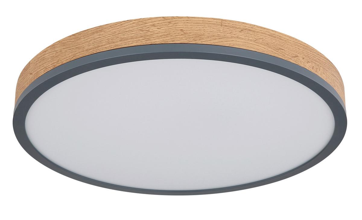 LED-DECKENLEUCHTE 416080WD2R  DORO - Dunkelbraun/Opal, Konventionell, Holzwerkstoff/Kunststoff (45/8,5cm) - Globo