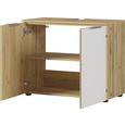 Waschbeckenunterschrank in Weiß/Eichefarben - Eichefarben/Alufarben, MODERN, Glas/Holzwerkstoff (70/58/34cm) Waschbeckenunterschrank in Weiß/Eichefarben - Eichefarben/Alufarben, MODERN, Glas/Holzwerkstoff (70/58/34cm)