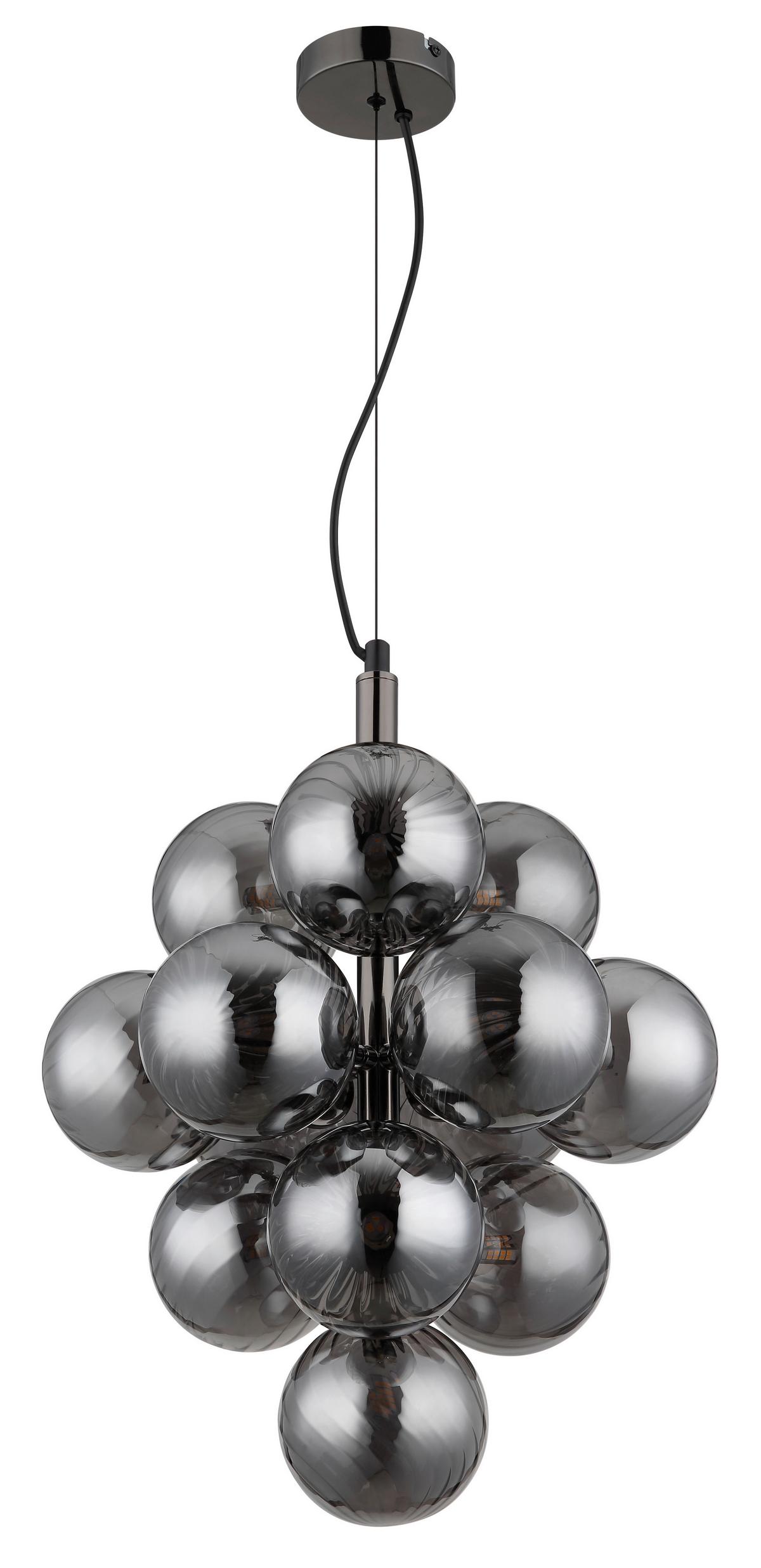 HÄNGELEUCHTE 56146HG CONOR - Schwarzchrom/Grau, Design, Glas/Kunststoff (39,5/120cm) - Globo